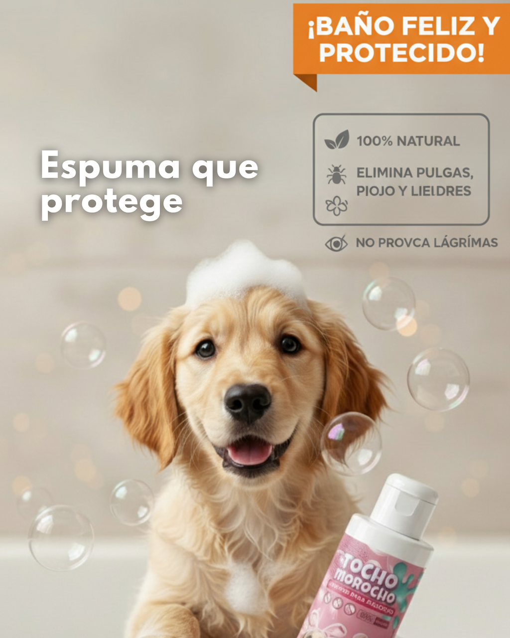 Tocho Morocho shampoo natural 500ml elimina pulgas y garrapatas en mascotas"